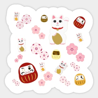 Lucky Cat and Cherry Blossom Medley Sticker